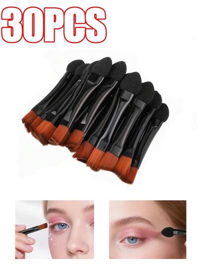 Bộ 30/10/2 que tán phấn mắt dùng một lần hai mặt, có đầu mút mềm, dụng cụ trang điểm mắt mini tiện dụng khi đi du lịch, cọ trang điểm mắt che khuyết điểm.