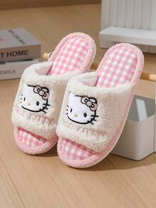 SANRIO Dép lê đế bằng mềm mại hình  hoạt hình mới của , dép bít mũi dễ thương bằng vải nhung thoáng khí cho mùa xuân/hè, phù hợp cho mọi mùa, thích hợp cho nhà vệ sinh. - Hồng - Xem 10