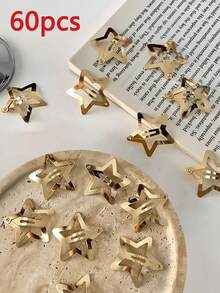 10/20/40/60 Stück Goldene Mädchen Pentagramm BB Haarklammern, geeignet für den täglichen Gebrauch, Haarklammern, Haarspangen, Haarclips, Schulbedarf, Haraccessoires, Kopfschmuck, Haaraccessoires für Mädchen, Haarspangen - Gold - Übersicht 7