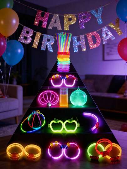 1 Gói/50 chiếc Bộ que phát sáng đa năng này sẽ thắp sáng mọi khoảnh khắc, biến những bữa tiệc bình thường thành một cuộc phiêu lưu kỳ diệu dưới ánh đèn neon! Bộ sản phẩm rực rỡ này bao gồm các que phát sáng dẻo với nhiều màu sắc tươi sáng, cùng với các đầu nối dễ sử dụng để tạo ra vòng tay, vòng cổ, vòng hoa, băng đô vương miện và khung kính mắt phát sáng trong bóng tối.