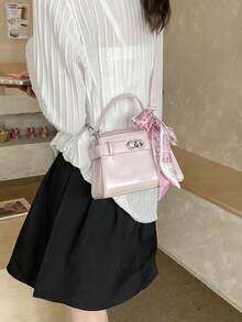 Elegant Fashion New Spring/Summer Stone Texture Handbag, Exquisite Retro High-End Silk Scarf Shoulder Bag, Unique Design High-Quality Women's Crossbody Bag, Suitable For Dates, Dining, Shopping And Photography - Pink - View 4