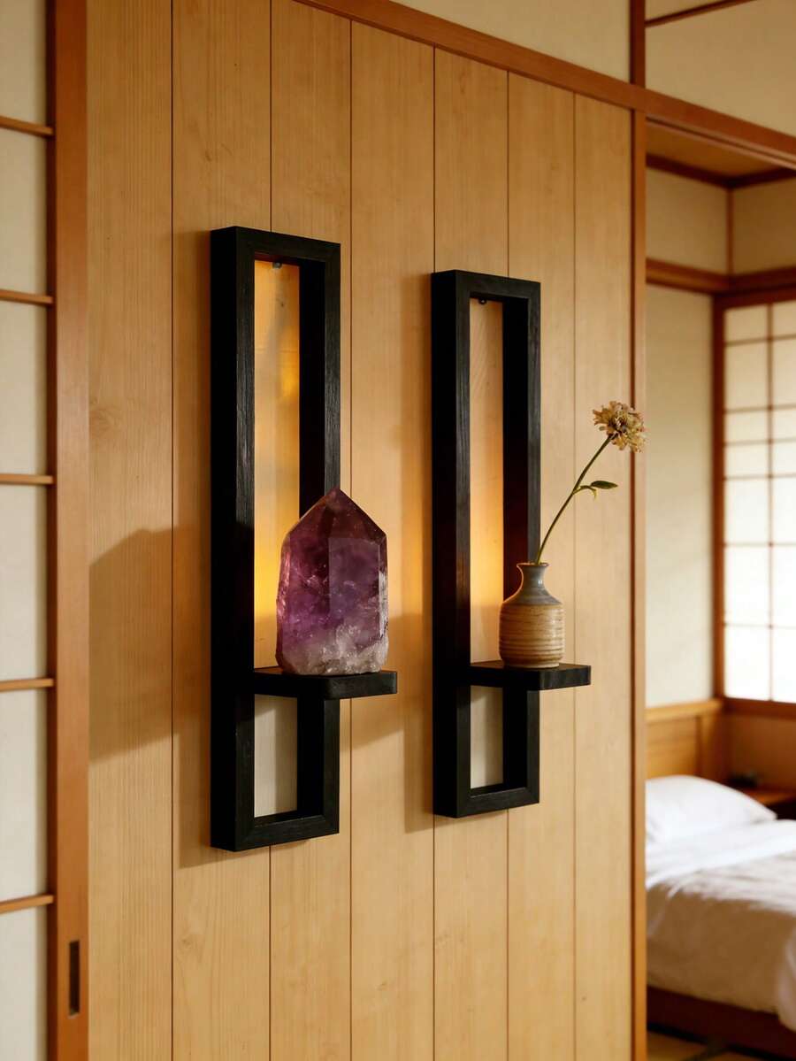 1个/2个壁挂式烛台壁灯 - 乡村木框悬挂装饰 - 现代农舍长方形 - 客厅卧室走廊婚礼派对墙面装饰，复古农舍风格木质壁挂架，黑色简约几何设计，适用于室内客厅墙面、窗户、壁炉架、室外花园墙面（不含蜡烛）