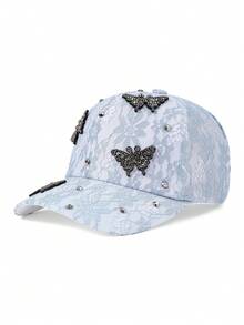 1顶女士可调节水钻棒球帽，时尚百搭尖顶帽，情侣款 - 棒球帽 - 查看 16