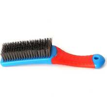 Cerdas de acero inoxidable con mango de plástico para limpieza profunda, cepillo de alambre con mango de plástico para eliminar óxido, suciedad y pintura - Azul - Ver 3