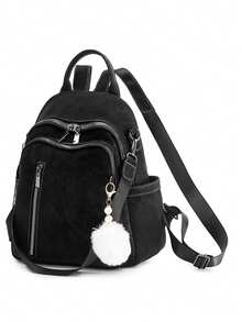 Fashion Women's Travel Backpack, Large Capacity Laptop Backpack, Streetwear Style - Black - View 6