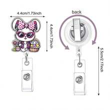 Carrete de insignia de Pascua y primavera/Carrete de insignia de conejo/Carrete de insignia de enfermera, Portador de identificación/Regalo, Carrete de insignia de huevo de Pascua/Carrete de insignia de maestro - C-Multicolor - Ver 2