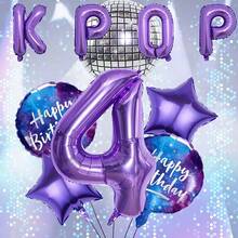 Bộ 10 bóng bay chủ đề KPOP, bóng bay số màu tím 32 inch, kết hợp với bóng bay sinh nhật màu tím và bóng bay hình ngôi sao. Lý tưởng cho trang trí tiệc sinh nhật sôi động và tạo không khí buổi hòa nhạc, trang trí tiệc và các sự kiện theo chủ đề âm nhạc (Màu sắc có thể khác nhau do ánh sáng). - Bộ 10 món màu tím số - Xem 6