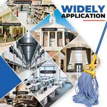 Onesimus Mop Head Replacement, Commercial Heavy Duty 16 Oz 4-Ply Cotton Looped End Wet Mop Heads, Blue, With 1.25" Universal Headband For Industrial, Janitorial And Restaurant Cleaning, 3 Pack - ColorA - 查看 8