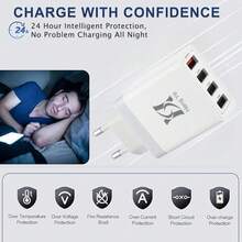 4-In-1 Wall Charger, Fast Charging, Multi-Port USB Adapter, Compatible With IPhone 17/16/15/14 Pro Max/13/12/11/XR/Plus, Galaxy S24/S23 Ultra, Oppo, Vivo, E-Readers, Kindle, PSP, Phones, Tablets, Etc., Fast Charging Adapter (Includes 1M USB To Type-C Cable) - EU C Type Plug(220-240V) - View 3