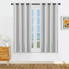 1片/2片装轻薄纯遮光窗帘，金属涂层100%遮光窗帘，顶部带孔眼，客厅/卧室窗帘，粉色窗帘 - 淺灰色 - 查看 21