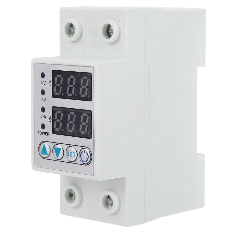 Overvoltage Undervoltage Protector LED Adjustable Self Reset Current Protector AC 220V - Blanco - Ver 1