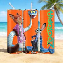 Disney 1个直筒真空保温杯，印有疯狂动物园卡通人物图案，不锈钢保温水瓶，带吸管，600毫升，带防伪码的包装盒 - Crazy Zoo - 查看 10