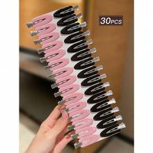 30pcs Women's Solid Color Hair Clips, Minimalist Style, Black, Pink, Small Clips, Alligator Clip Design, Hair Accessories, Suitable For Casual Daily And Outdoor Wear, Cute Accessories, Valentines Accessories, Head Accessories, Hairpin - 彩色 - 查看 6