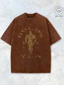 Nuevas camisetas de moda para hombres de primavera y verano, diseño de motivación para gimnasio con letras doradas y estampado artístico de levantamiento de pesas, camiseta lavada de 230 g/m², cuello redondo, ropa deportiva para gimnasio y actividades al aire libre, camiseta de fitness para todas las estaciones, ropa de entrenamiento, diseño deportivo, construcción duradera, ropa de alto rendimiento, ropa casual para atletas, ropa casual para Halloween y Navidad, camisetas de gimnasio, camiseta de ajuste cómodo, ropa de entrenamiento, estilo urbano, entusiastas del fitness 2025. - Marrón - Ver 10