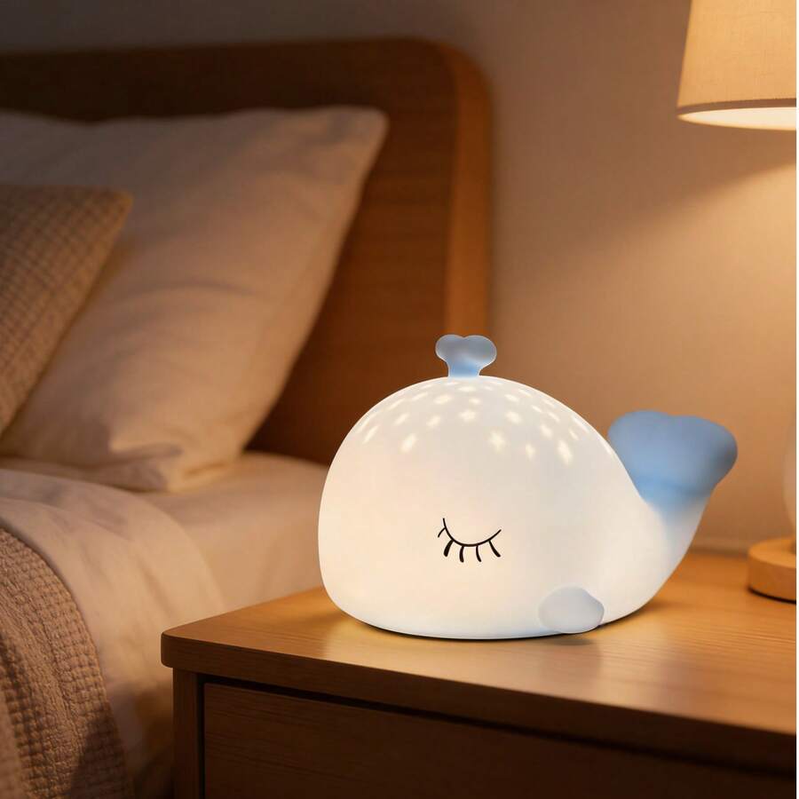 Adjustable Whale Night Light, RGB Color Changing, Rechargeable, Sleep Light With Timer, Soft Silicone Material, Suitable For Room Decor, Desk Ornament And Birthday Gift