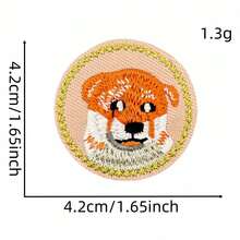 1pc Cute Cartoon Dog & Cat Embroidered Cloth Patch Decorative Sticker, Round Animal Sticker Accessory For Computer Embroidered Badge Logo - Cartoon Animal Patch - View 14