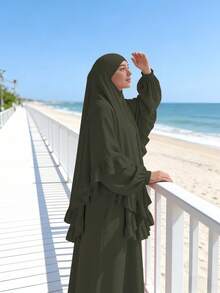 1 chiếc khăn trùm đầu Hijab, Abaya dành cho người Hồi giáo, thiết kế xếp ly ở gấu áo, kiểu dáng cổ điển, đa năng, phù hợp cho mặc hàng ngày và cầu nguyện. - Nhiều màu - Xem 28