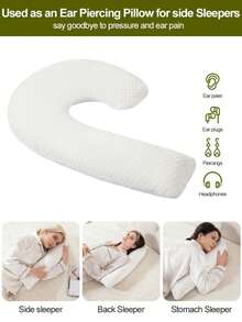 1pc Contoured Sleep Pillow: Unique Design Unisex, Soft Quilted Headboard Pillow, Neck & Shoulder Care, Contoured Bed Hug Pillow, Soft Contoured Pillow For Side Sleepers, Quilted Comfortable Neck Support Pillow, Suitable For Sleeping, Side Sleepers, Reading And Napping - Dark Grey - View 3