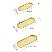1pc Brass Vanity Tray - Oval Unelectrified Makeup & Jewelry Storage Box, Perfume & Cosmetics Holder, Elegant Sponge Soap Dish Bathroom Accessory, Home Decor Accent - Gold - View 2