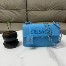 Letter Design Mini Square Bag, Comfortable All-Match Chain Shoulder Bag - White - View 5