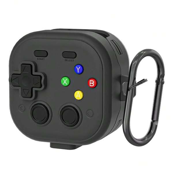 Funda protectora para Galaxy Buds4 / 4 Pro con diseño de consola de videojuegos retro (Negro)