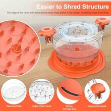 Chicken Shredder with Removable Plate - Manual Meat Shredder Tool with Transparent Lid and Cleaning Brush Dishwasher Safe Kitchen Gadget for Shredding Chicken Pork Beef Pulled Pork Orange - Naranja - Ver 4