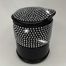 闪亮车载烟灰缸带盖，镶钻车载杯架烟灰缸，水晶钻石迷你烟灰缸垃圾桶，汽车配件 - A - 查看 8