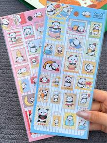 High-Quality Cute Panda Sticker/Stamp Set, Includes 4 Pieces, Suitable For Decorating Notebooks, Souvenirs, Phone Cases, Stationery, Also Makes A Great Gift - Multicolor - View 4