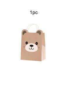 10pcs/5pcs/1pc Bear Theme Party Gift Bags, Bear Shaped Paper Tote Bags Suitable For Bear Theme Party Supplies, Fashion Shopping Bags, Anniversary Celebration, Gift Packaging Bags, Birthday Celebration, Bridal Shower, Wedding, Graduation, Forest Animal Theme Party - One Size Fits All - View 11