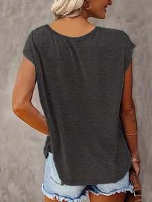 3pcs Solid V-Neck T-Shirts, Casual Short Sleeve Tees For Women, Spring/Summer - Multicolor - View 3