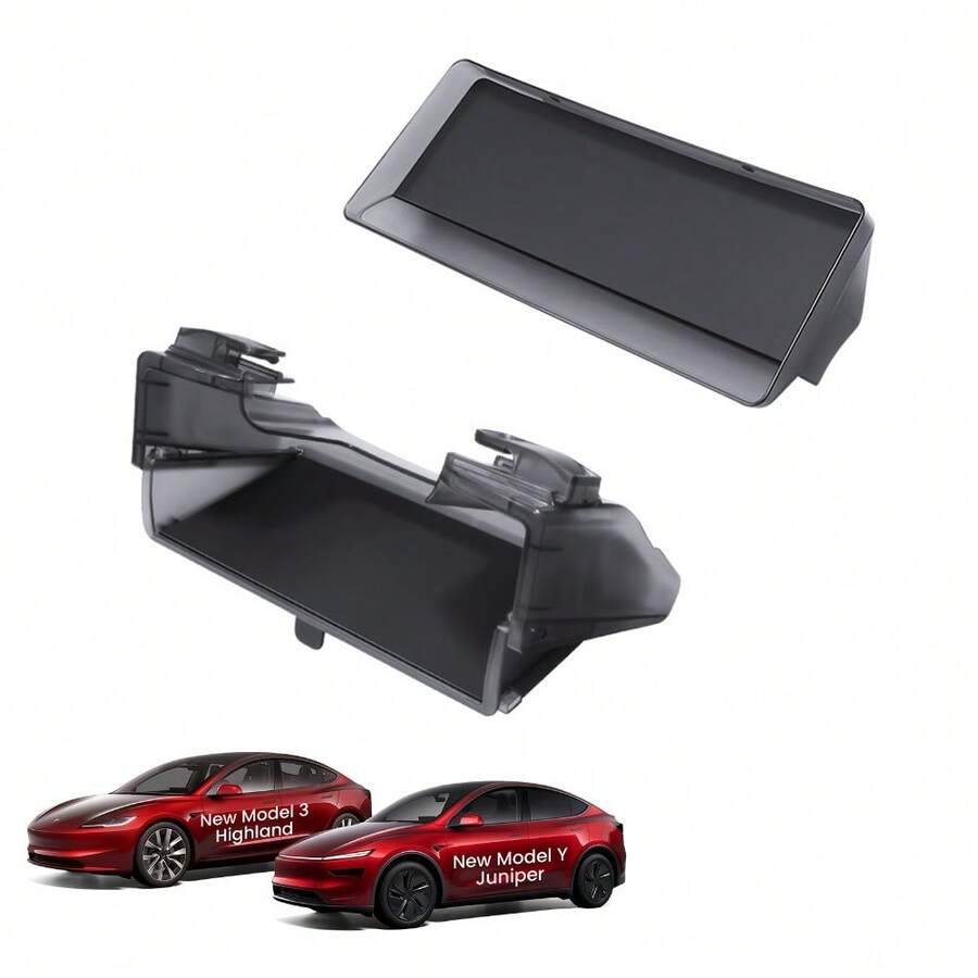 适用于特斯拉 Model Y Juniper 2025-2026/Model 3 Highland 2025-2024 的升级版中控台无线充电保护垫/屏幕下储物整理垫,黑色(不适用于 Model Y 2020-2024/不适用于 Model 3 2017-2023) - 1套2件 - 查看 1