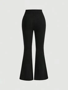 Pantalón Formal Azul Marino con Pliegues Finos y Corte Acampanado - Negro - Ver 2