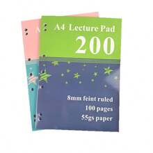 200/400页 A4 活页笔记本，学生练习本，简易草稿本，书写流畅无墨，活页笔记本，计划日记，个人日记，预算计划本，学习用品，办公用品，学习用品和办公用品 - A4 - 查看 5