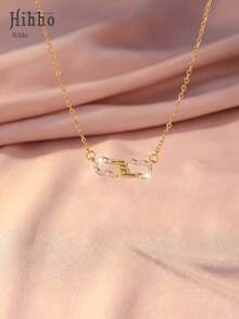 Hihho 1pc Chic Paper Clip Design With Sparkling Zirconia, Exquisite High-End Accent Piece - Paper Clip - View 4