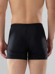 361degree 361° 男士泳裤，四向弹力面料，抽绳设计，线条印花，流线型剪裁，适合游泳、度假、海滩穿着 - 黑色 - 查看 2