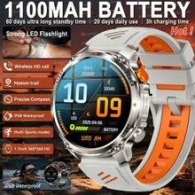 Đồng hồ thông minh thể thao ngoài trời nam GUHUAVMI 2026 mới, pin dung lượng lớn 1100mAh, màn hình cảm ứng HD 360*360 1.7 inch, tích hợp gọi điện không dây, trợ lý giọng nói, chức năng nhắc nhở, đèn pin LED mạnh, chống nước IP68, đồng hồ, nhiều chế độ thể thao, la bàn, theo dõi chuyển động, theo dõi thể dục với đếm bước, quãng đường, lượng calo, vòng đeo tay thể thao dành cho nam, thân máy hợp kim cường độ cao, thiết kế ngoại hình thời trang, tương thích với iPhone, món quà tuyệt vời. - Xem 18