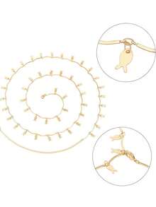 1 pieza Cadena para la cintura con hoja de pez sexy y flecos, cadena de metal geométrica artesanal para el Body para vacaciones en la playa - Cadena de cintura en forma de pez - Ver 3