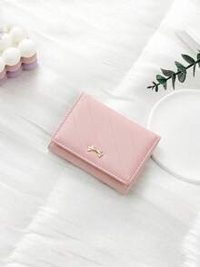 Bowknot Accent Minimalist Tri-Fold Women Wallet Multiple Card Slots Cute Cat Ear Design PU Snap Button Short-Style For Students Birthday Pink Bag Christmas Gifts Gift Thanksgiving For Women Wallet Purse Wallet Small Wallet - Hồng - Xem 1