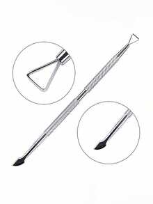 1-4件套美甲工具套装，双头指甲推和角质去除器，指甲抛光块，圆形和斜角角质推，美甲配件 - 銀色 - 查看 11