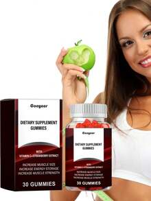 Googeer 30 Count Muscle Enhancement Gummies Dietary Supplement With Vitamin C And Strawberry Extract Boost Muscle Size Energy Storage And Strength Natural Chewable Workout Vitamins For Men And Women - - - View 3
