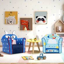 COSTWAY Kids Armchair With Soft Cushion And Cute Pattern, Blue - Blue - View 10