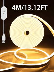 1m/2m/3m/4m/5m USB供電可調光柔性LED霓虹燈條，氛圍燈適用於客廳、臥室、廚房、樓梯、櫥櫃、鏡子、電腦遊戲裝飾，室內臥室電視背光櫥櫃裝飾柔性霓虹燈牌 - 白色 - 查看 15