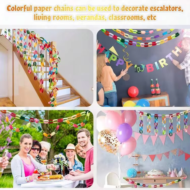 100/300pcs Glossy Colorful Paper Chain DIY Craft Materials, 0.98 Inches Wide * 11.69 Inches Long, Soft Color/Fluorescent Color/Basic Color, Suitable For Birthday Party, Wedding Decoration, Party Ribbon, Classroom Craft, Origami Stars And Gift Wrapping, Easy To Use Decorative Strips, Suitable For Enthusiasts - View 5