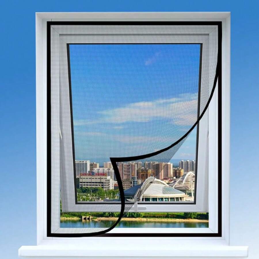 1 tấm lưới chống muỗi và ruồi bằng sợi thủy tinh màu đen, thích hợp để bảo vệ cửa sổ khỏi muỗi, rèm cửa chống muỗi mùa hè. - màu đen - Xem 1