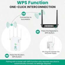 WiFi信号扩展器/中继器，300Mbps 2.4G单频无线宽带/Wi-Fi扩展器，4天线无线信号增强器，一键设置，即插即用 - 美規A型插(110-127V) - 查看 4