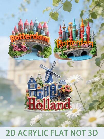 1 Nam châm tủ lạnh acrylic 2D phẳng chủ đề Rotterdam, cầu Erasmus và xe đạp Hà Lan, ba kiểu dáng cho bạn lựa chọn, giúp bạn ở nhà và mang về những cảnh đẹp của Hà Lan. Thích hợp để dán lên tủ lạnh, bảng thông báo, làm quà tặng cho người yêu thích Hà Lan và là món quà lưu niệm hoàn hảo cho những người đam mê du lịch.