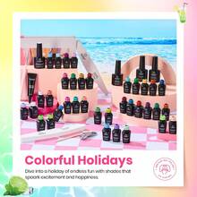 Beetles 36 Colors Gel Nail Polish Set, Pastel Jelly Pink Purple White Green Glitter Gel Kit With Base & Top Coat, Nail Tools, Soak Off UV Nail Art, Salon DIY Manicure Gift For Women - 36 Colors Colorful holidays - 查看 3