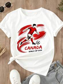 Canada World Cup 2026 Soccer Player Graphic T Shirt White Sport Inspired Design For Casual Wear And Fan Events - 白色 - 查看 3