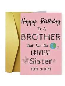 1 pieza Tarjeta de felicitación personalizada con sobre, Tarjeta de cumpleaños divertida de hermana a hermano, En blanco en el interior para personalizar, Mejor regalo - Multicolor - Ver 8