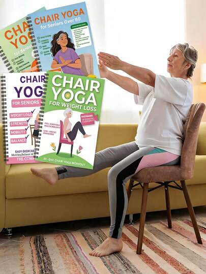 Desafío de yoga en silla de 30 días: Guía de pérdida de peso y plan de ejercicios para personas mayores y principiantes - Rutina diaria de 10 minutos, posturas de yoga en silla ilustradas, cuaderno de fitness de espiral para el hogar/oficina, incluye seguimiento de ejercicios
